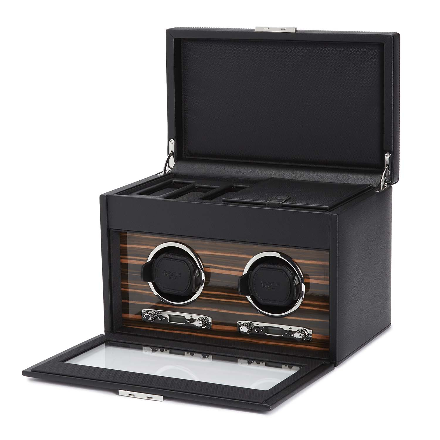 Wolf Roadster Watch Winder 2 Klockor Svart Konstläder 457256 – Unisex – Synthetic leather