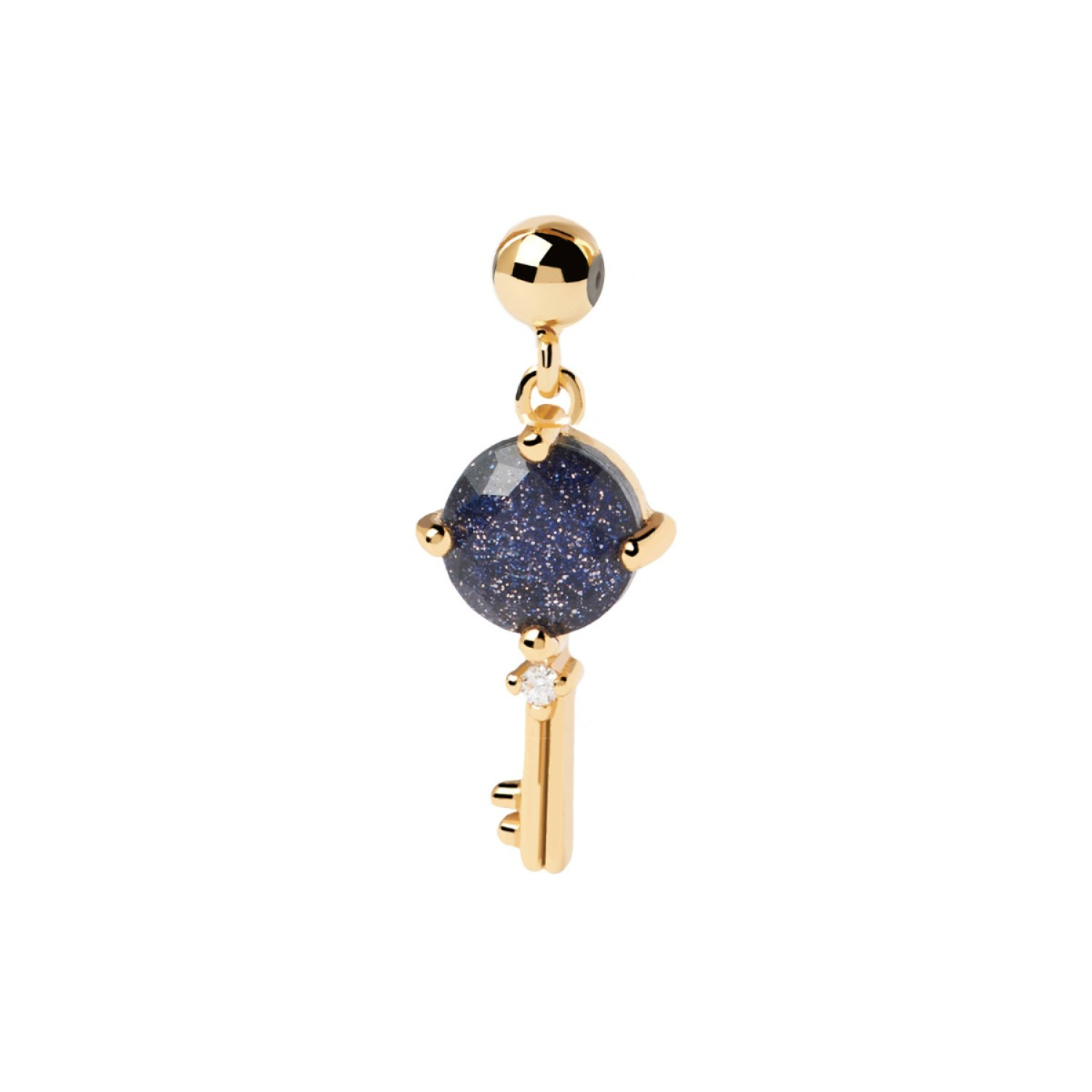 PDPAOLA The Key Charm Vedhæng 18 kt. Forgyldt m. Blå Sandsten CH01-025-U thumbnail