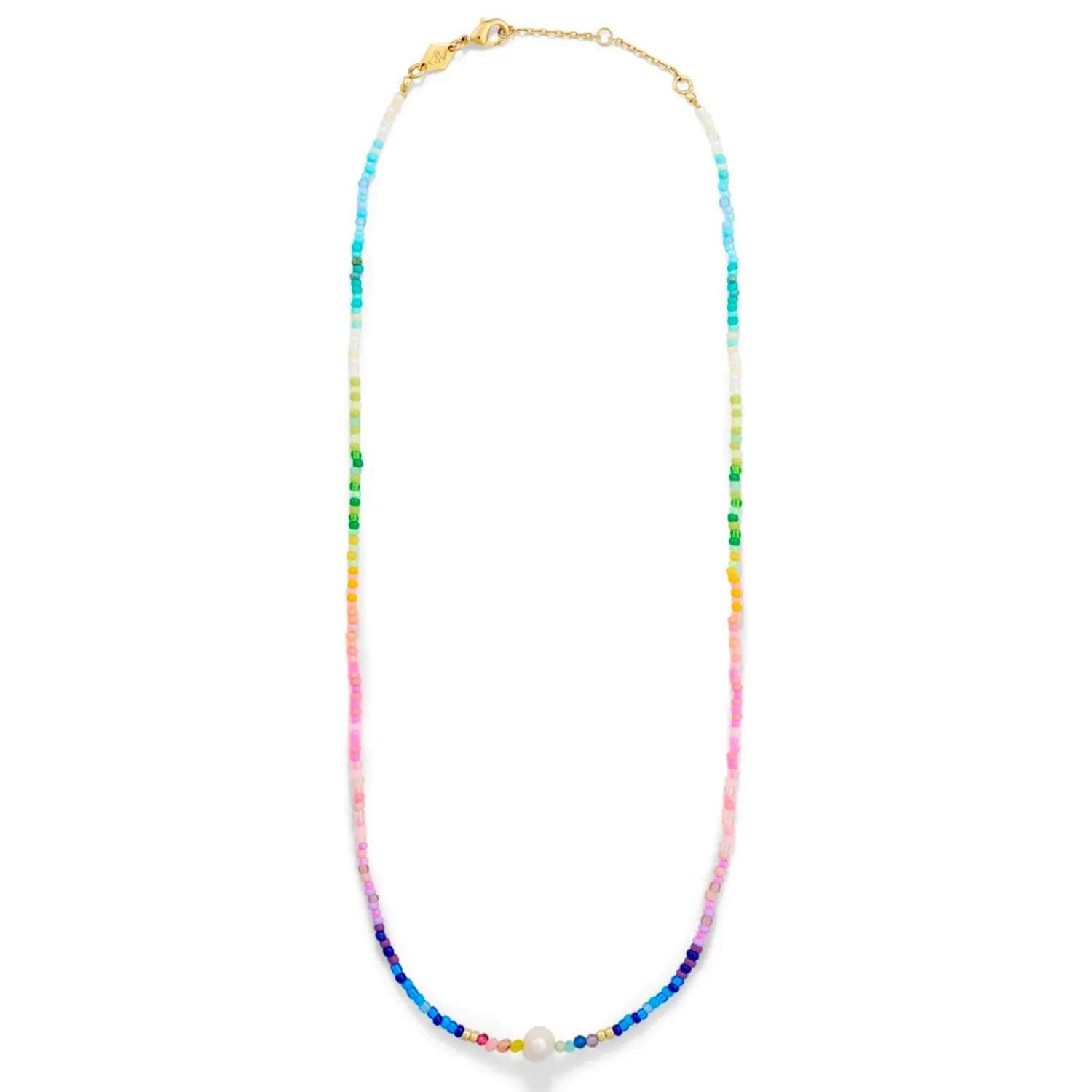 ANNI LU Halskæde til Dame udført i Messing, Glas, Guld i en flot Flerfarvet farve