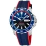 Festina Professional Diver Day Date F20662/1 ur med Blå urskive og en urkasse på 45 mm i diameter og en Gummirem i Blå, Rød