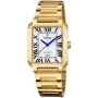 Festina On The Square F20680/1 ur med Hvid urskive og en urkasse på 29 mm i diameter og en Lænke i Guld