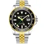 Stührling Swiss Aquadiver GMT 3968.3 ur med Sort urskive og en urkasse på 42 mm i diameter og en Lænke, Two-Tone i Guld, Sølv