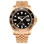 Stührling Swiss Aquadiver GMT 3968.5 ur med Sort urskive og en urkasse på 42 mm i diameter og en Lænke i Rosaguld