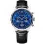 Bonvier Chronograph BV016 ur til Herre med Blå urskive på 42 mm i diameter og Læderrem urrem i Sort