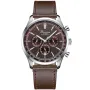 Bonvier Chronograph BV032 ur til Herre med Rød urskive på 43 mm i diameter og Læderrem urrem i Brun
