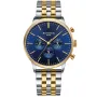 Bonvier Chronograph BV052 ur med Blå urskive og en urkasse på 42 mm i diameter og en Lænke, Two-Tone i Guld, Sølv