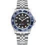 Dissing Diver GMT D1124 ur med Sort urskive og en urkasse på 42 mm i diameter og en Lænke i Sølv