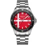 Dissing Diver Denmark D1500 ur med Rød urskive og en urkasse på 43 mm i diameter og en Lænke i Sølv