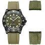 Dissing Diver GMT D1488 ur med Grøn urskive og en urkasse på 42 mm i diameter og en Gummirem i Grøn