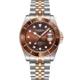 Dissing Diver D1257 ur med Brun urskive og en urkasse på 43 mm i diameter og en Lænke, Two-Tone i Rosaguld, Sølv