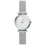 Fossil Carlie Mini ES4432 ur med Perlemor urskive og en urkasse på 28 mm i diameter og en Meshlænke i Sølv