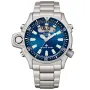 Citizen Promaster Pingo JP2000-67L ur med Blå urskive og en urkasse på 44 mm i diameter og en Lænke i Sølv