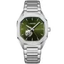 Lugano Automatic L0102 ur med Grøn urskive og en urkasse på 41 mm i diameter og en Lænke i Sølv