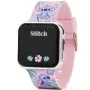Accutime Lilo & Stich LED Watch P001617 ur med Sort urskive og en urkasse på 35 mm i diameter og en Gummirem i Lyserød, Lilla