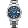 Citizen Tsuyosa Automatic NJ0151-88L ur med Blå urskive og en urkasse på 40 mm i diameter og en Lænke i Sølv