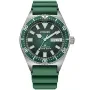 Citizen Promaster Automatic NY0121-09X ur med Grøn urskive og en urkasse på 41 mm i diameter og en Gummirem i Grøn