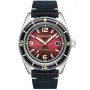 Spinnaker Fleuss Oxblood SP-5055-07 ur med Rød urskive og en urkasse på 43 mm i diameter og en Læderrem i Sort
