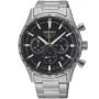 Seiko Chronograph SSB413P1 ur med Sort urskive og en urkasse på 43 mm i diameter og en Lænke i Sølv