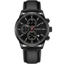 Studsgaard Chronograph S0045 ur med Sort urskive og en urkasse på 42 mm i diameter og en Læderrem i Sort