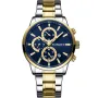 Studsgaard Chronograph S0030 ur til Herre med Blå urskive på 42 mm i diameter og Rustfrit Stål urrem i Guld, Sølv