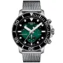 Tissot Seastar 1000 Chronograph T1204171109100 ur med Grøn urskive og en urkasse på 46 mm i diameter og en Meshlænke i Sølv