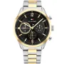 Tommy Hilfiger Matthew 1791944 ur med Sort urskive og en urkasse på 44 mm i diameter og en Lænke, Two-Tone i Guld, Sølv