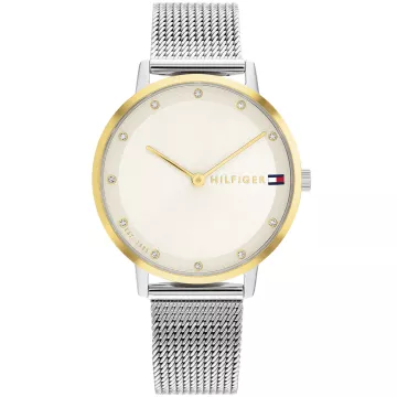 Tommy Hilfiger Pippa 1782667 ur til Dame med Sølv urskive på 34 mm i diameter og Meshlænke urrem i Stål