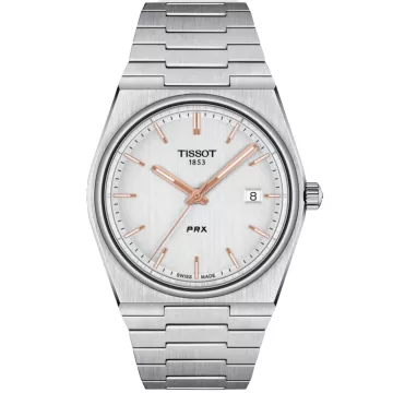 Tissot PRX T1374101103100 ur til Herre med Sølv urskive på 40 mm i diameter og Lænke urrem i Stål