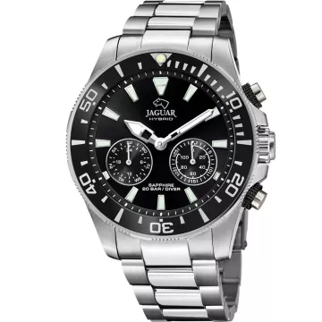 Jaguar Hybrid Diver J888/2 ur til Herre med Sort urskive på 46 mm i diameter og Lænke urrem i Stål