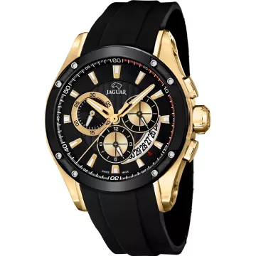 Jaguar Special Edition J691/2 ur til Herre med Sort urskive på 45 mm i diameter og Silikone urrem i Sort