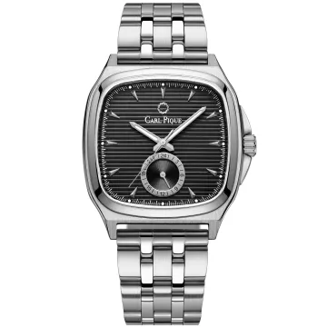 Carl Pique Carré CP0002 ur til Herre med Sort urskive på 39 mm i diameter og Lænke urrem i Stål