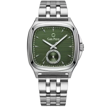Carl Pique Carré CP0004 ur til Herre med Grøn urskive på 39 mm i diameter og Lænke urrem i Stål