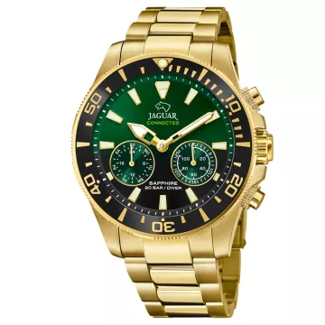 Jaguar Hybrid Diver J899/5 ur til Herre med Grøn urskive på 46 mm i diameter og Lænke urrem i Guld