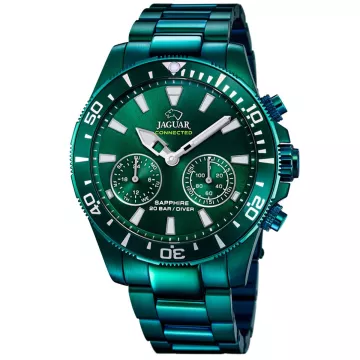 Jaguar Executive Diver Special Edition Connected J990/1 ur til Herre med Grøn urskive på 46 mm i diameter og Lænke urrem i Grøn