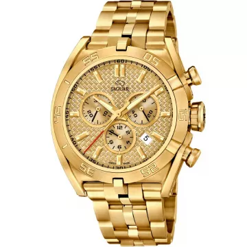 Jaguar Special Edition 2017 J853/2 ur til Herre med Guld urskive på 46 mm i diameter og Lænke urrem i Guld