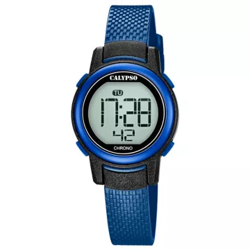 Calypso Junior Digital børneur K5736/6 ur til Dreng med Blå urskive på 29 mm i diameter og Silikone urrem i Blå