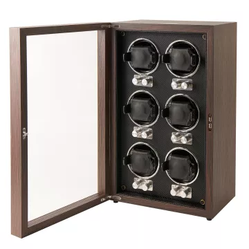 Mulhouse Watch winder i Brun Træ med plads til 6 ure