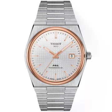 Tissot PRX Powermatic 80 T1374072103100 ur til Herre med Sølv urskive på 40 mm i diameter og Lænke urrem i Stål