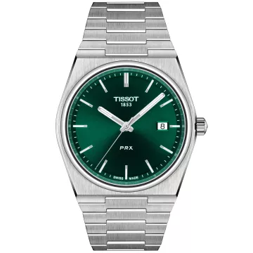 Tissot PRX T1374101109100 ur til Herre med Grøn urskive på 40 mm i diameter og Lænke urrem i Stål