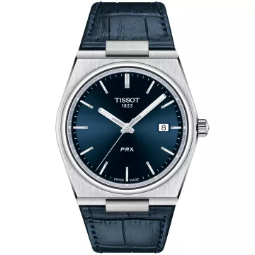 Tissot PRX T1374101604100 ur til Herre med Blå urskive på 40 mm i diameter og Læder urrem i Blå