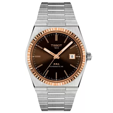 Tissot PRX 18K Powermatic 80 T9314074129100 ur til Herre med Rosaguld urskive på 40 mm i diameter og Lænke urrem i Stål