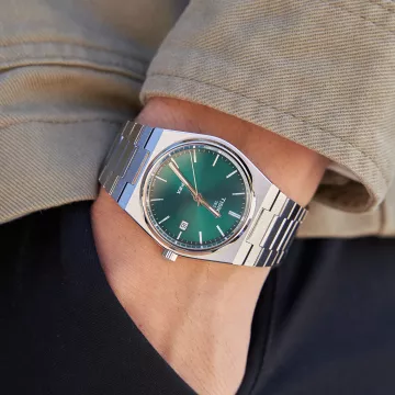 Tissot PRX T1374101109100 ur til Herre med Grøn urskive på 40 mm i diameter og Lænke urrem i Stål