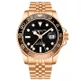 Stührling Swiss Aquadiver GMT 3968.5 ur med Sort urskive og en urkasse på 42 mm i diameter og en Lænke i Rosaguld