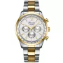 Bonvier Chronograph BV020 ur til Herre med Sølv urskive på 43 mm i diameter og Lænke, Two-tone lænke urrem i Guld, Stål