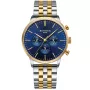 Bonvier Chronograph BV052 ur med Blå urskive og en urkasse på 42 mm i diameter og en Lænke, Two-Tone i Guld, Sølv