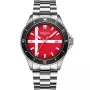 Dissing Diver Denmark D1500 ur med Rød urskive og en urkasse på 43 mm i diameter og en Lænke i Sølv