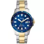 Fossil Date FB-01 FS5742 ur med Blå urskive og en urkasse på 42 mm i diameter og en Lænke, Two-Tone i Guld, Sølv