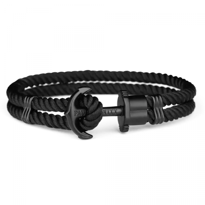 Paul Hewitt Bracelet PH-PH-N-S-NI-S - Corde Nylon Bleu Niagara - Fermoir Ancre Acier Inoxydable - Taille 17 Cm