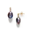 ANNI LU Black Pearly Øreringe Guldbelagt Messing 262-30-53