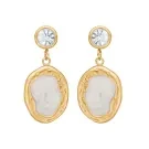 Velara Costa Pearl & Crystal Drops Øreringe Guldbelagt Rustfrit Stål VLR1005